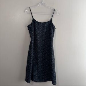 Old Navy Vintage Y2K Black Grey Whimsigoth Floral Spaghetti Strap Dress Womens 8